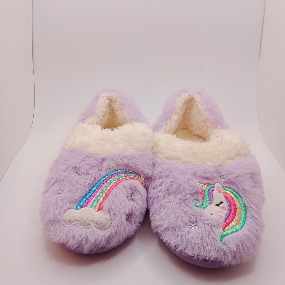 Wonder Nation Girls Purple Unicorn Slippers Size 9-10!